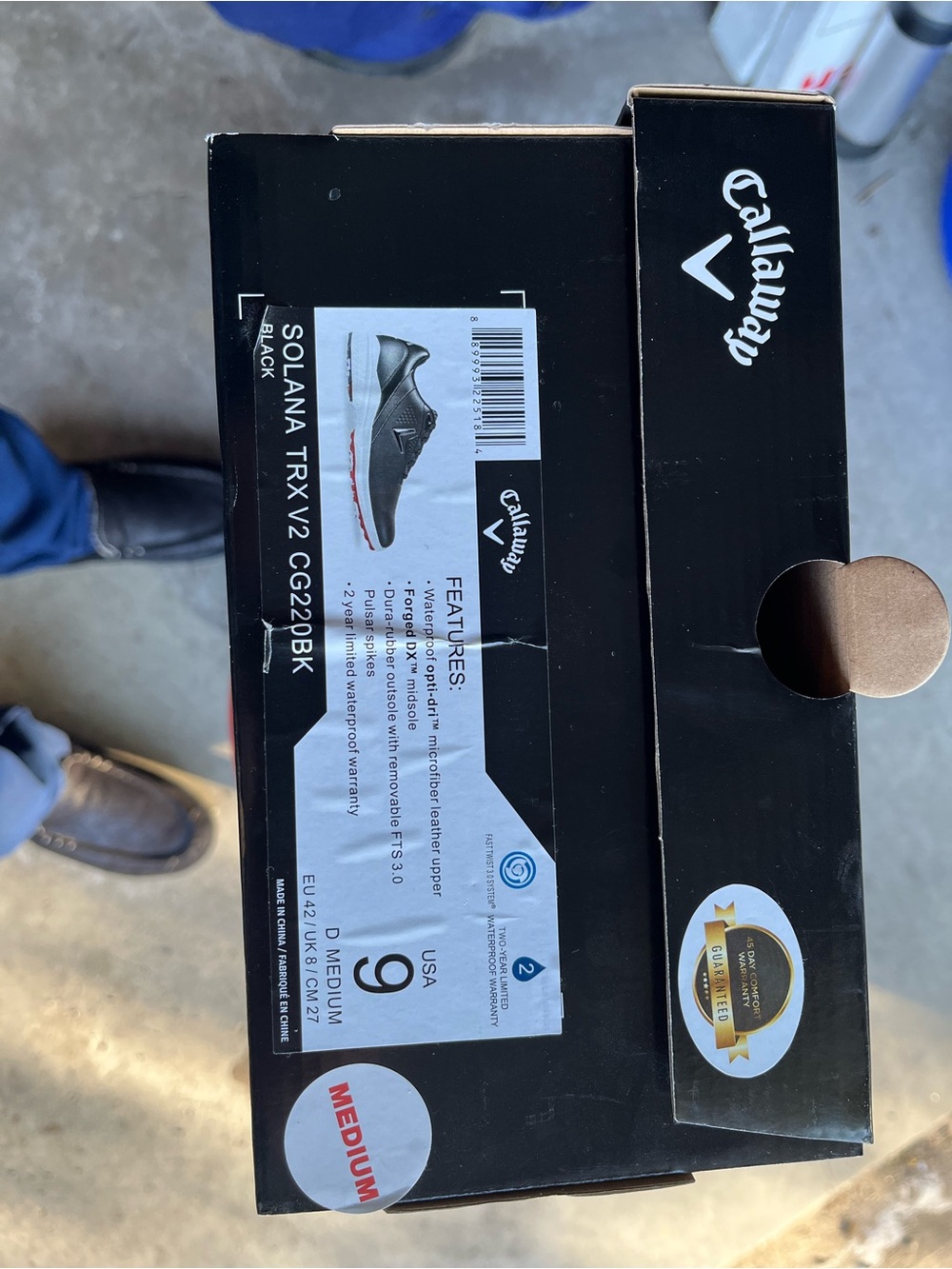 Callaway Black Solana TRX V2 Golf Shoe Box